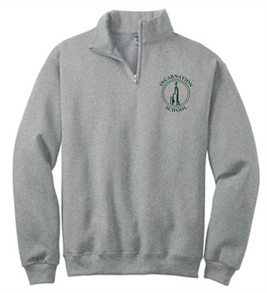 Picture of Incarnation - Adult/Unisex -  (7TH/8TH Grade) - Fleece 1/4 Zip Pullover 995M - Oxford Grey