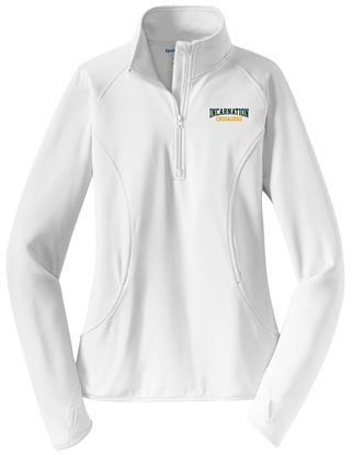 Picture of Incarnation - Ladies - Wicking 1/4 Zip Pullover by Sport Tek LST850 - Forest Green or White