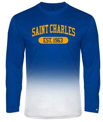 Picture of St. Charles Unisex Ombre Long Sleeve Dri-fit Tee by Badger 4204 - Royal Ombre