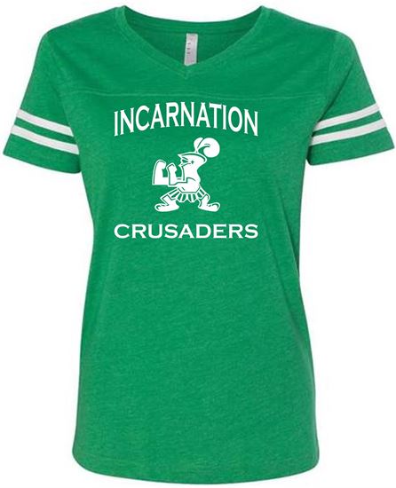 Picture of Incarnation - Ladies - Football Jersey Tee by LAT Apparel 3537 - Vintage Green/White