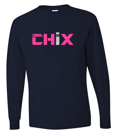 Picture of Chix - Youth/Adult - Cotton Blend Long Sleeve Tees  5400B/G2400 - Pink/White Logo - Black or Sports Grey