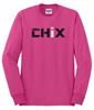 Picture of Chix - Youth/Adult - Cotton Blend Long Sleeve Tees 5400B/PC54YLS/G2400/29LS - Black/White Logo - Cyber Pink or Sports Grey