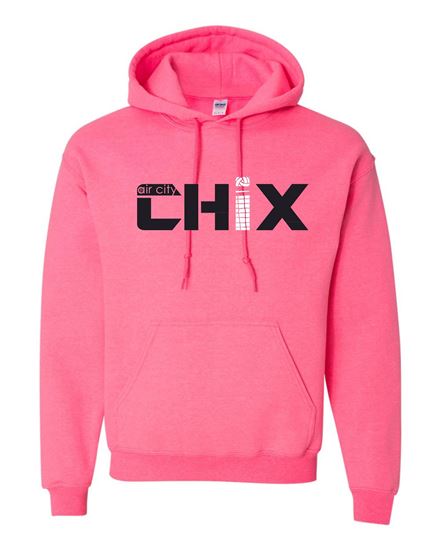 Picture of Chix - Youth/Adult - Hoodie 18500(B) - Black/White Logo - Safety Pink/(Neon Pink 996y), Heliconia, or Sports Grey