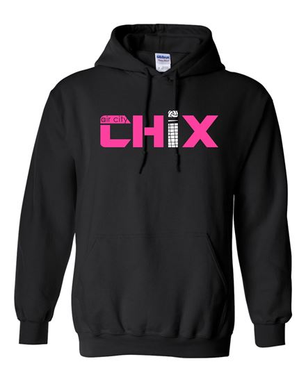 Picture of Chix -  Youth/Adult - Hoodie 18500(B) - Pink/White Logo - Black or Sports Grey