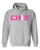 Picture of Chix -  Youth/Adult - Hoodie 18500(B) - Pink/White Logo - Black or Sports Grey