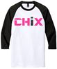 Picture of NEW COLORS! Chix - Adult- 3/4 Sleeve Raglan by Distract DM136 - Black/Black, Black/Grey or Black/White