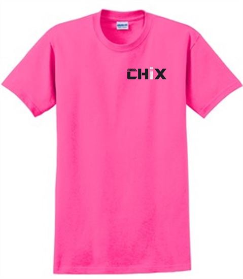 Picture of Chix - Youth/Unisex - (Left Chest Logo) 100% Cotton Short Sleeve Tee 2000(B) - Black/White Logo - Safety Pink, Heliconia, or Sports Grey