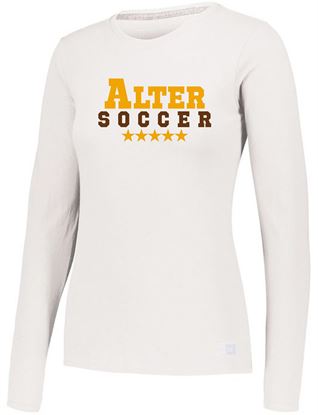Picture of Alter Boys Soccer Ladies Fit Long Sleeve Tee by Augusta 64LTTX - White / Grey