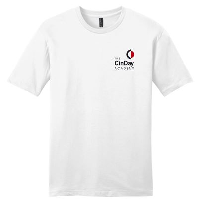 Picture of CinDay Academy - Youth/Unisex - Short Sleeve Tee w/ Left Chest Logo by District DT6000(Y) - Black, Grey Frost, Red, or White