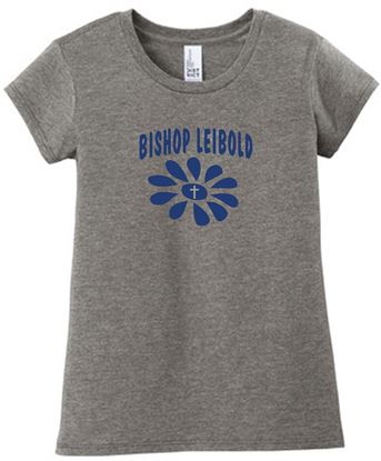 Picture of Bishop Leibold - Girls & Ladies - Short Sleeve Tee with Royal GLITTER Logo by District DT6001YG/DT6002 - Grey Frost