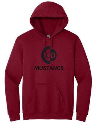 Picture of CinDay - Youth/Unisex - Mustangs Logo Hoodie by Gildan 18500(b) - Red / Grey