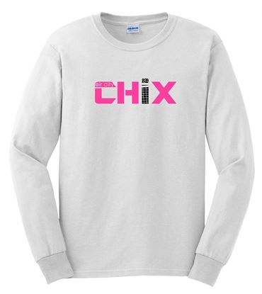 Picture of Chix - Youth/Adult - Cotton Blend Long Sleeve Tees 5400B/G2400 - Pink/Black Logo - White or Sports Grey
