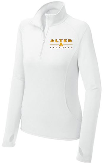 Picture of Alter Boys Lacrosse -  Ladies -  Sport Wick Stretch 1/4 Zip Pullover by Sport Tek LST850 - White or Heather Grey