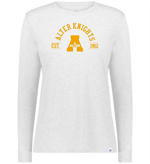 Picture of Clearance! - Alter High School - Ladies Large - Women's Long Sleeve Tee by Russell 64LTTX - White - 1 Left!