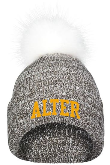 Picture of Alter - Faux Fur Pom Beanie  By Pacific Headwear P604K - Brown/ White Specks