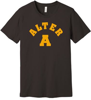 Picture of Clearnance!  Alter High School - Adult/Unisex - Jersey Short Sleeve Tee w/ Logo Choice by Bella+Canvas BC3001 - Brown 4 Left!