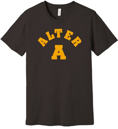 Picture of Clearnance!  Alter High School - Adult/Unisex - Jersey Short Sleeve Tee w/ Logo Choice by Bella+Canvas BC3001 - Brown 4 Left!