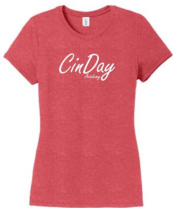 Picture of CinDay Acadamy - Ladies - Short Sleeve Tee by District DM130l - Red Frost
