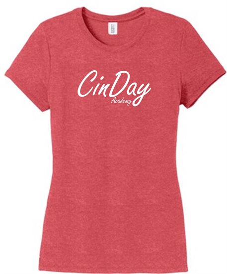 Picture of CinDay Acadamy - Ladies - Short Sleeve Tee by District DM130l - Red Frost
