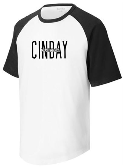 Picture of CinDay Acadamy - Youth/Unisex - Sport-Tek Short Sleeve Colorblock Raglan Jersey (Y)T201- White/ Black