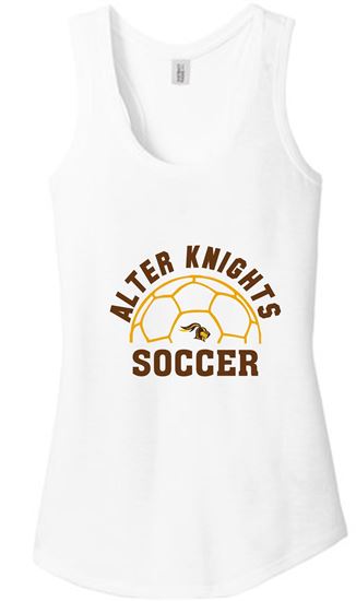 Picture of Alter Girls Soccer Ladies District Women’s Perfect Tri Racerback Tank DM138L (Half Soccer Ball Logo) - White/Grey