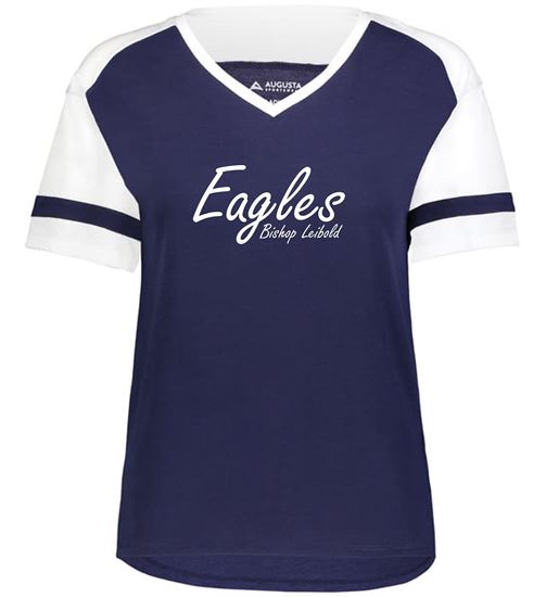 Picture of Bishop Leibold - Girls/Ladies - Fanatic 2.0 Tee by Augusta 2914 Script Eagles Logo - Navy/White