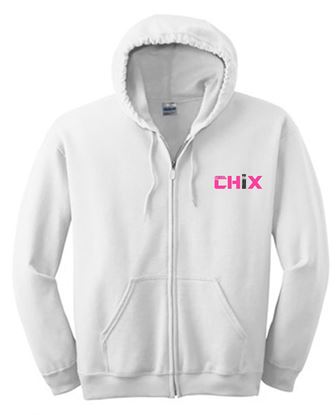 Picture of Chix - Adult/Unisex - Full-Zip Hooded Sweatshirt by Jerzees 993M - White