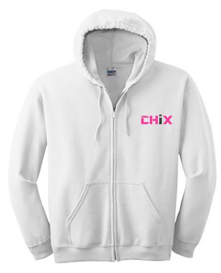 Picture of Chix - Adult/Unisex - Full-Zip Hooded Sweatshirt by Jerzees 993M - White
