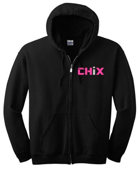Picture of Chix - Youth & Adult/Unisex - Full-Zip Hooded Sweatshirt by Jerzees 993M(B) - Black