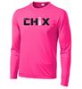 Picture of Chix - Youth/Adult - Dri Fit Long Sleeve by Sports Tek (Y)ST350LS - Black/White Logo - Neon Pink or Silver