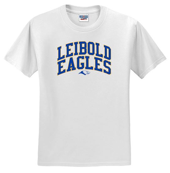 Picture of Bishop Leibold - Youth & Adult/Unisex - Leibold Eagles Tee by Jerzees 29B/29M - Heather Vintage Blue, Neon Pink, or White
