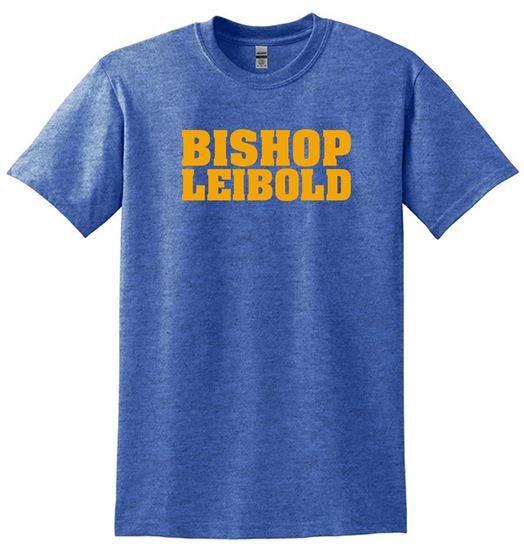 Picture of Bishop Leibold - Youth & Adult/Unisex - DryBlend Short Sleeve Tee with Glitter Logo by Gildan 8000(B) - Royal Heather or White