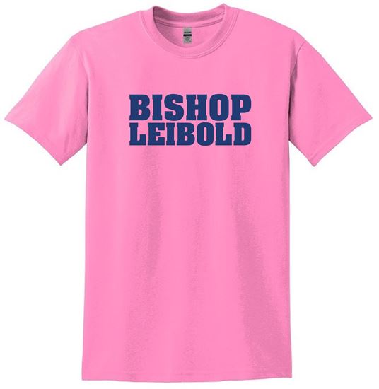 Picture of Bishop Leibold - Youth & Adult/Unisex - DryBlend Short Sleeve Tee with Glitter Logo by Gildan 8000(B) - Azalea, Gold, or White