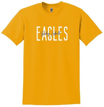 Picture of Bishop Leibold - Youth & Adult/Unisex - DryBlend 50/50 Poly Blend by Gildan Eagles with Script Logo 8000(B)  - Gold, Sports Grey, or Azalea