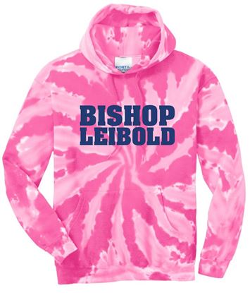 Picture of Bishop Leibold - Youth & Adult/Unisex - Tie Dye Hooded Sweatshirt w/ Glitter Logo by Port & Company PC146(Y) - Pink
