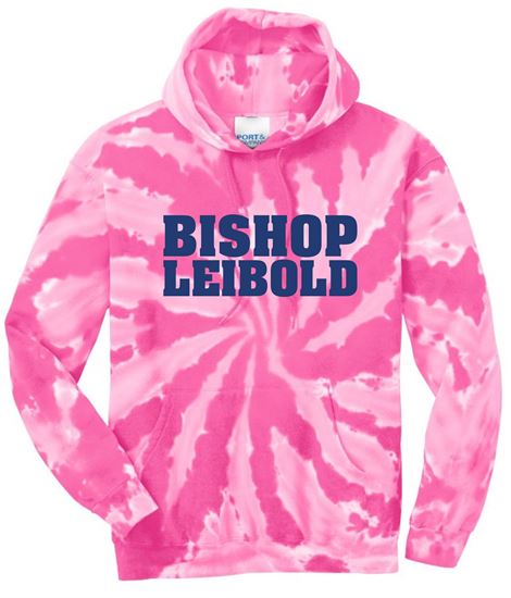 Picture of Bishop Leibold - Youth & Adult/Unisex - Tie Dye Hooded Sweatshirt w/ Glitter Logo by Port & Company PC146(Y) - Pink