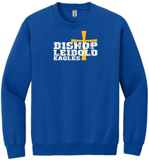 Picture of Bishop Leibold - Youth & Adult/Unisex - Crewneck Sweatshirt by Port & CO PC90Y/ PC78 - Stacked w/ Gold Cross Logo