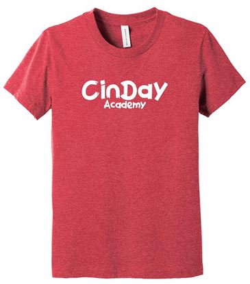 Picture of CinDay Academy - Youth - Jersey Short Sleeve Tee by Bella + Canvas BC3001YCVC - Athletic Heather, Black Heather, or Red Heather