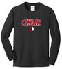Picture of CinDay Academy - Youth/Unisex - Long Sleeve Core Cotton Tee by Port & Company PC54(Y)LS - Athletic Heather or Jet Black