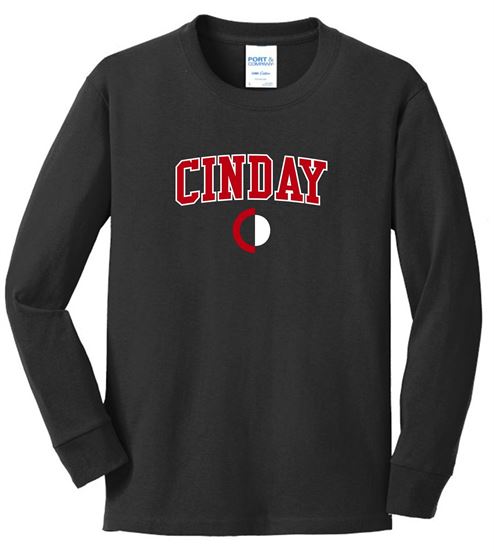 Picture of CinDay Academy - Youth/Unisex - Long Sleeve Core Cotton Tee by Port & Company PC54(Y)LS - Athletic Heather or Jet Black
