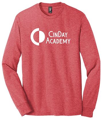 Picture of CinDay Academy - Youth/Unisex - Perfect Tri Long Sleeve Tee w/ All White Logo by District DT132Y/DM132 - Black Frost, Grey Frost, or Red Frost