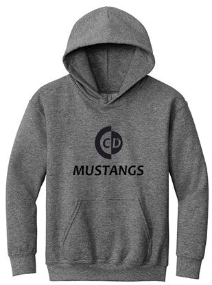 Picture of CinDay Academy  - Youth/Unisex - Hoodie w/ all black mustangs logo by Gildan 18500(b)  - Cardinal Red or Graphite Heather