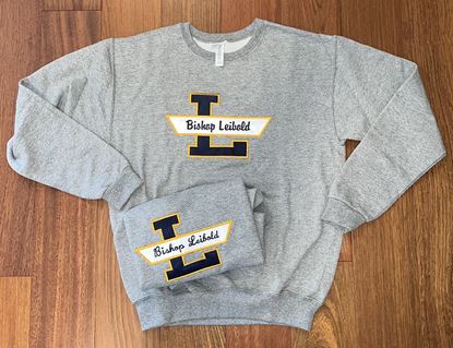 Picture of Bishop Leibold - Youth & Adult/Unisex -  Embroidered "L" Applique Crewneck by Jerzee - 562m(b) - Oxford Grey