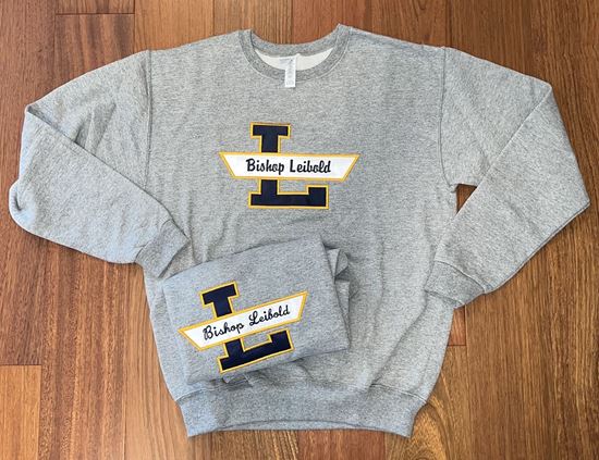Picture of Bishop Leibold - Youth & Adult/Unisex -  Embroidered "L" Applique Crewneck by Jerzee - 562m(b) - Oxford Grey