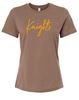 Picture of SDK - Ladies - Relaxed Jersey Short Sleeve Tee w/ Choice of Glitter Logo BC6400 - Vintage Brown or White