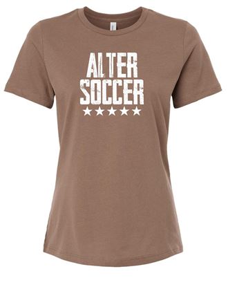 Picture of Alter Boys Soccer - Ladies - Relaxed Jersey Short Sleeve Tee 6400 - Vintage Brown or Gold 1 color logo