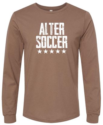 Picture of Alter Boys Soccer - Jersey Long Sleeve Tee by Bella + Canvas 3501 - Vintage Brown or Gold - 1 color logo