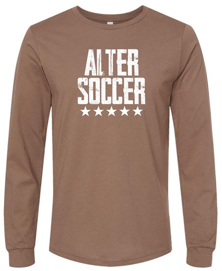 Picture of Alter Boys Soccer - Jersey Long Sleeve Tee by Bella + Canvas 3501 - Vintage Brown or Gold - 1 color logo