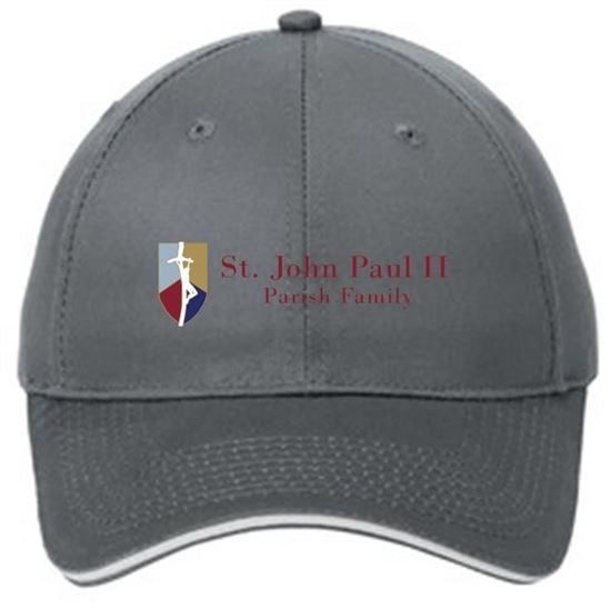 Picture of St. John Paul II - Unstructured Sandwich Bill Cap by Port & Company - Charcoal/White
