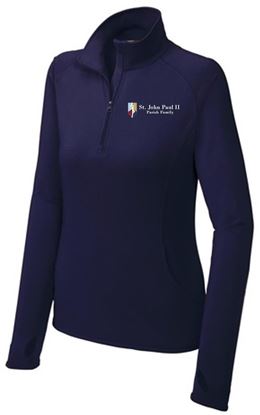 Picture of St. John Paul II -  Ladies -  Sport Wick Stretch 1/4 Zip Pullover by Sport Tek LST850 - True Navy or Charcoal Grey Heather